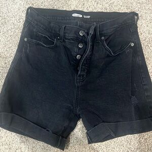 Black denim shorts
